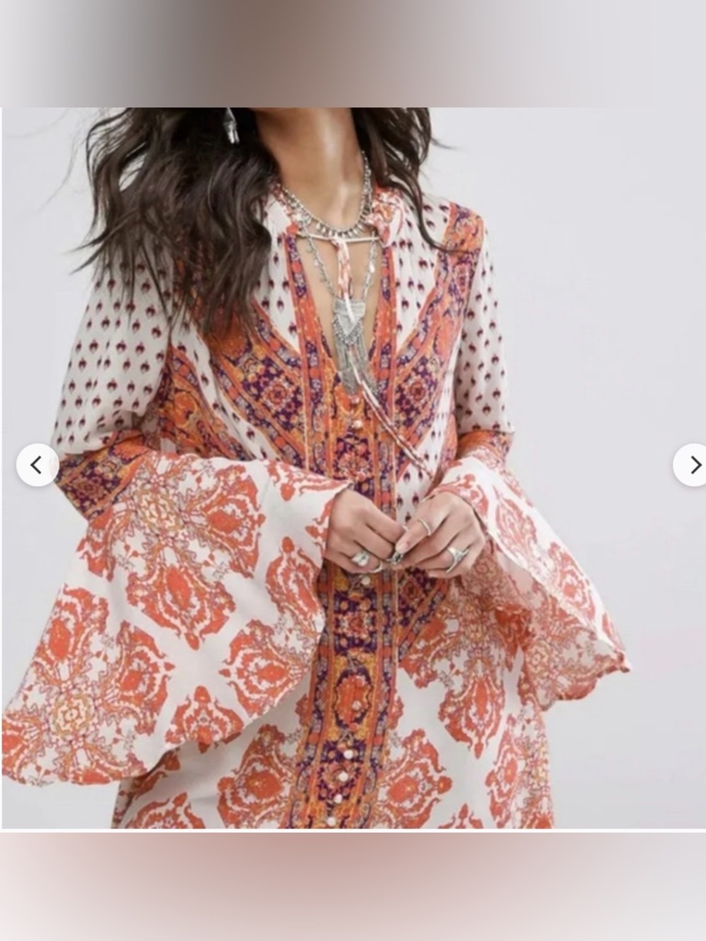 Free People Boho Bell Sleeve Tunic Top – XS